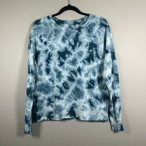 Athleta XSmall Dark‎ Sure Teal White Tie Dye Pullover Sweatshirt